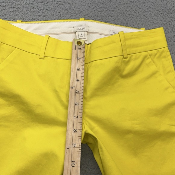 J Crew Cafe Capri Pants Lot of 2 Womens 4 Yellow & Green Stretch Chino Belt Loop - Picture 5 of 16